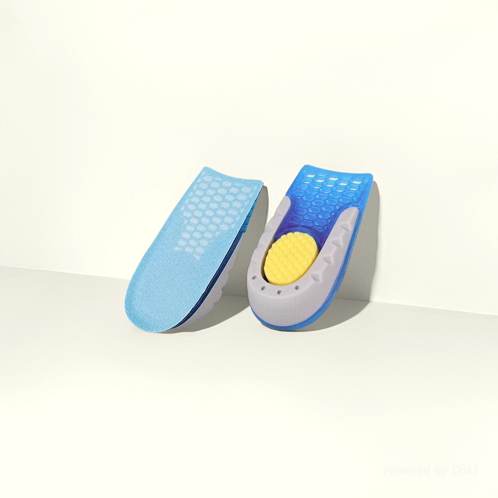 New half-size heel pad with elastic protection and shock absorption for men and women. Three-color heel pad in blue Item Picture