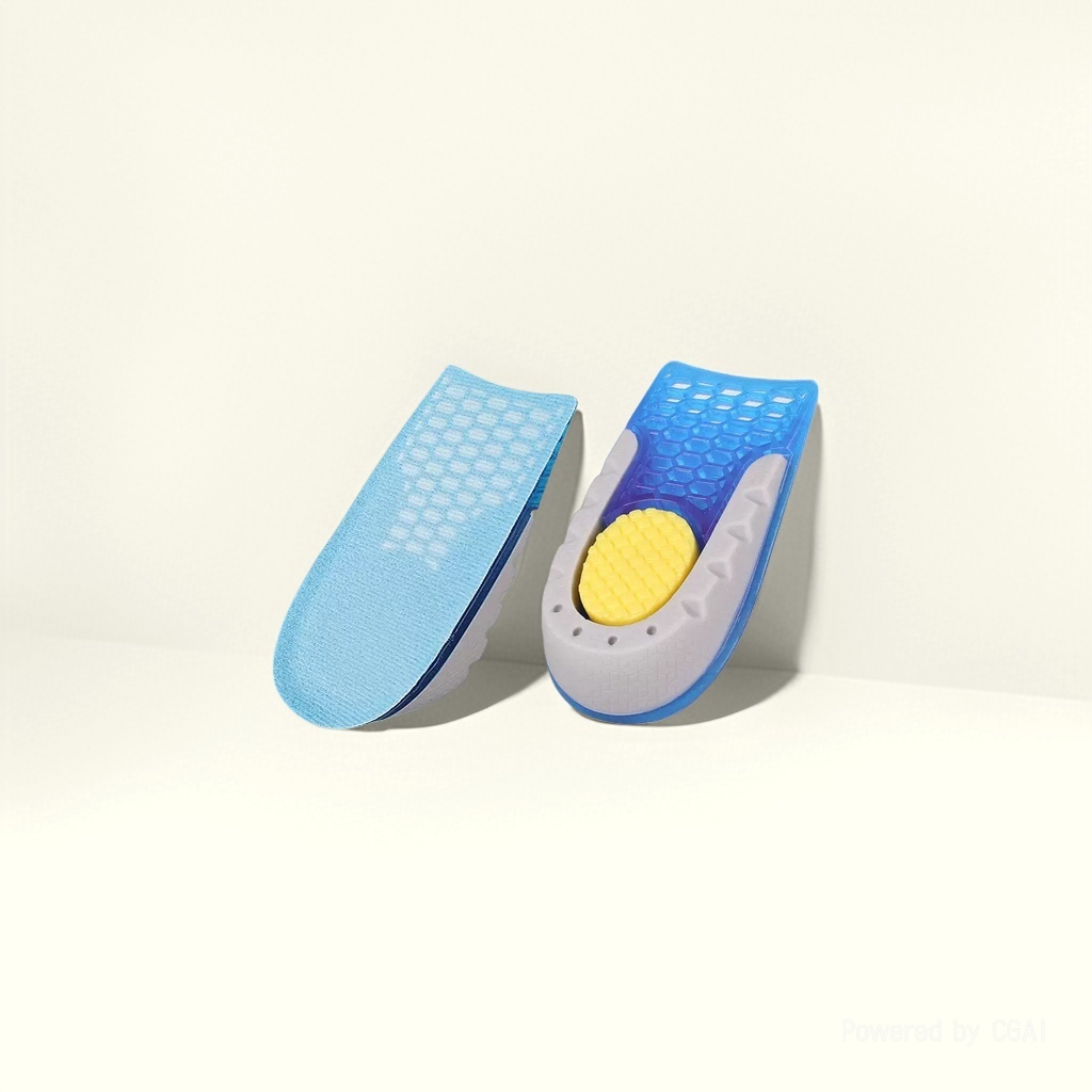 New half-size heel pad with elastic protection and shock absorption for men and women. Three-color heel pad in blue Application Scenario