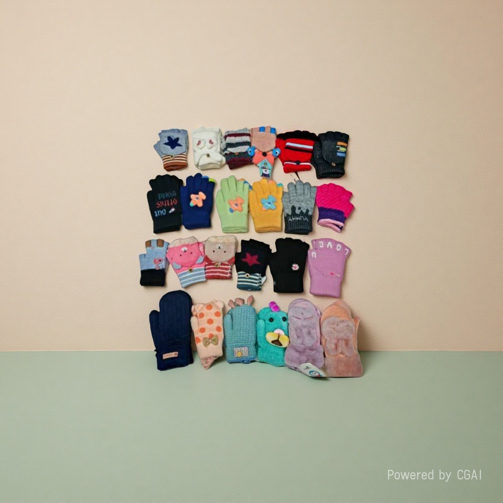 Children's knitted gloves, flip-top finger-exposing warm touch screen gloves, mixed colors and styles, street goods, morning market and night market wholesale. 165608711 Application Scenario