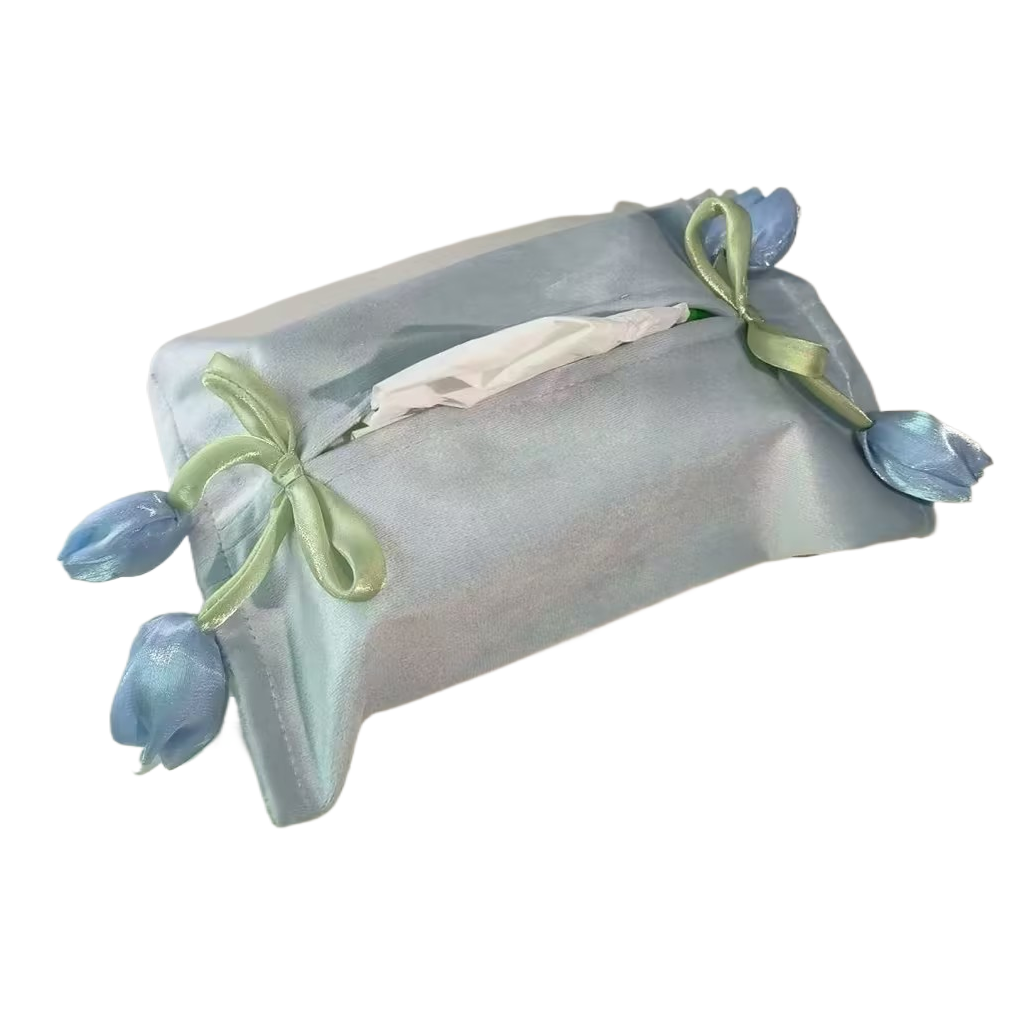 Original tulip flower tissue box, bedroom girl's heart, bow, cute tissue storage bag Specification image