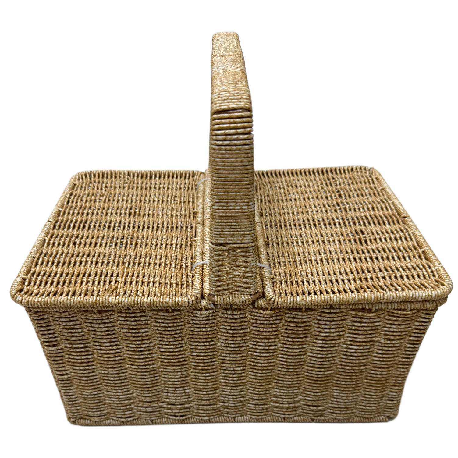 Imitation rattan woven storage basket, plastic PP material woven rope storage basket, dirty clothes basket storage basket, household storage fruit basket, flower basket, book storage basket, covered basket Item Picture