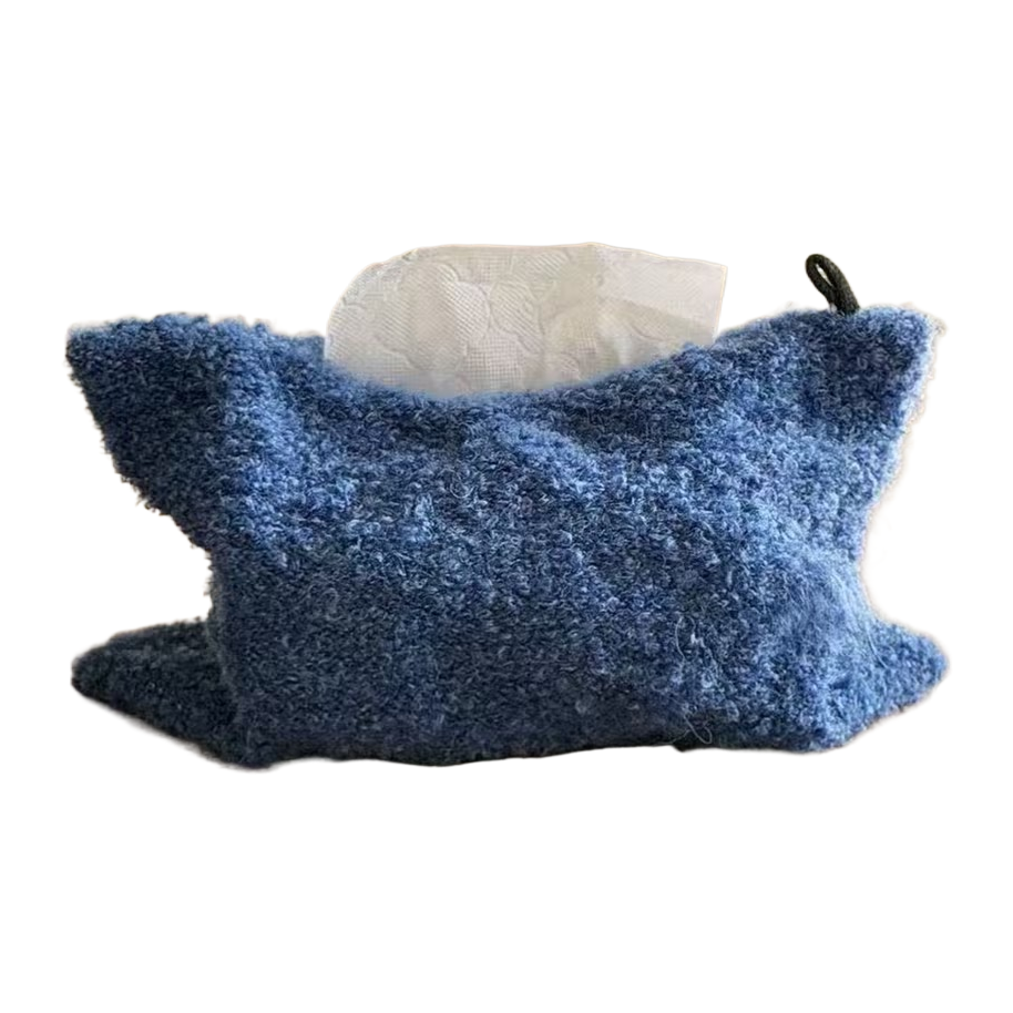 Knitted high-end car fabric tissue box, living room tissue storage box, car desktop storage bag Item Picture