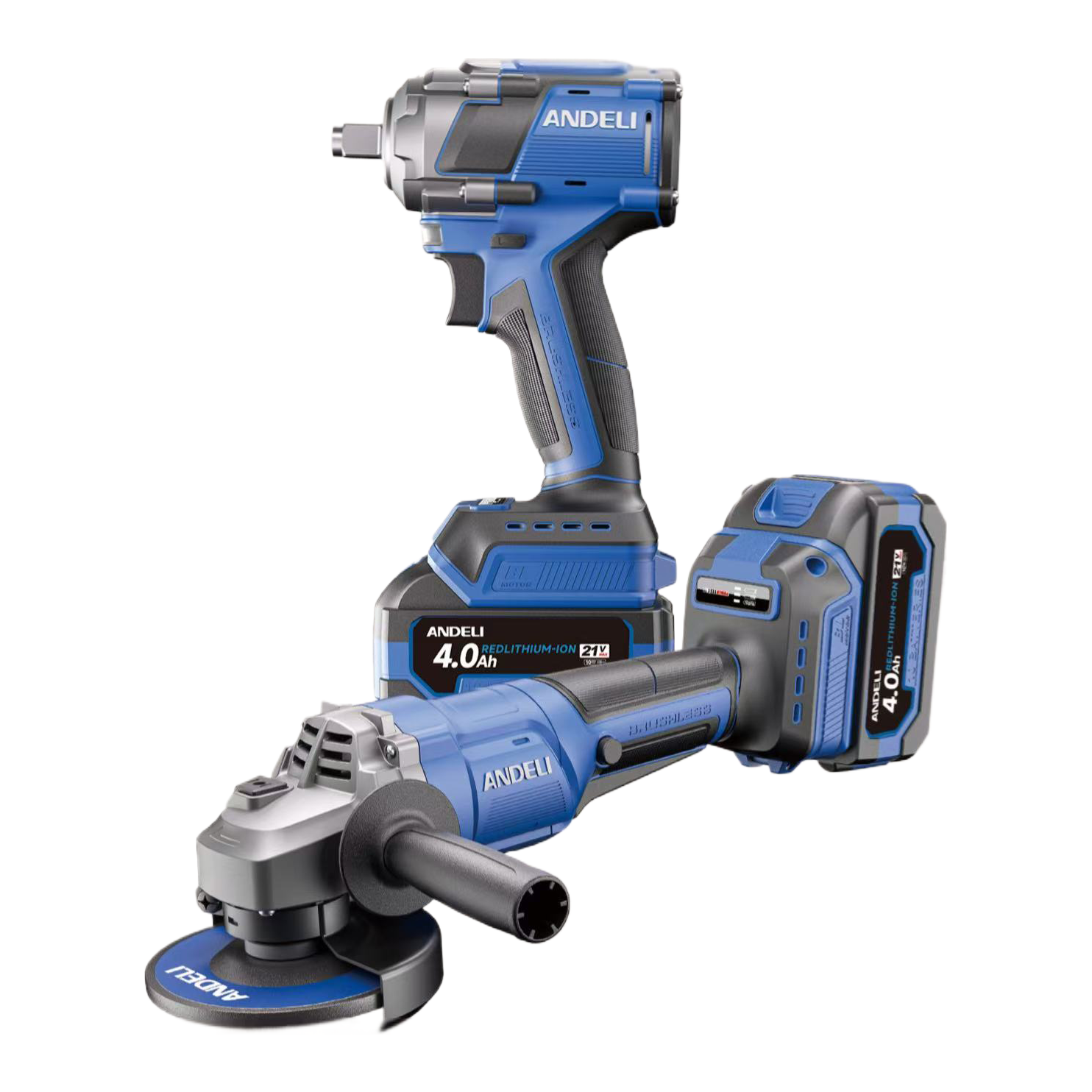 ANDELI Andeli brushless lithium battery wrench Angle grinder set 21V 4.0Ah rechargeable electric wrench Angle grinder high-torque auto repair grinding and cutting tools Item Picture
