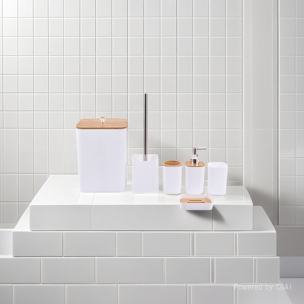 Stainless steel bathroom sets, resin bathroom supplies, hotel supplies, plastic cups, tooth cups Application Scenario