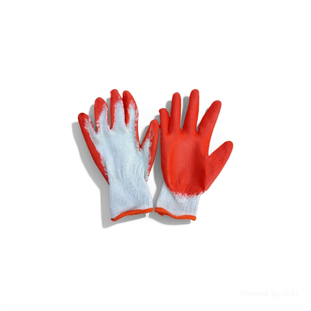 10-needle cotton yarn small flat orange latex gloves, labor protection coated thread gloves 093605837 Specification image