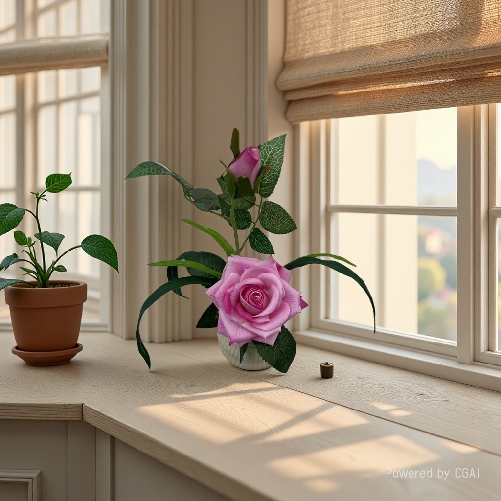 粉色玫瑰花手工编织仿真花花园礼品仿真花玫瑰仿真