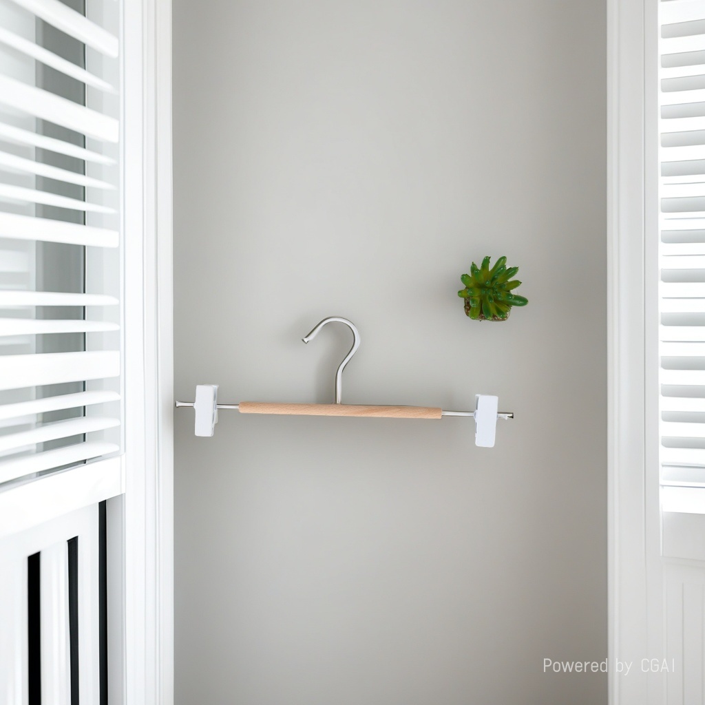 Nordic style simple color contrast beech wood skirt and trouser holder, home solid wood wooden trouser hanger, wooden ironwork powder-coated trouser hanger, white Specification image
