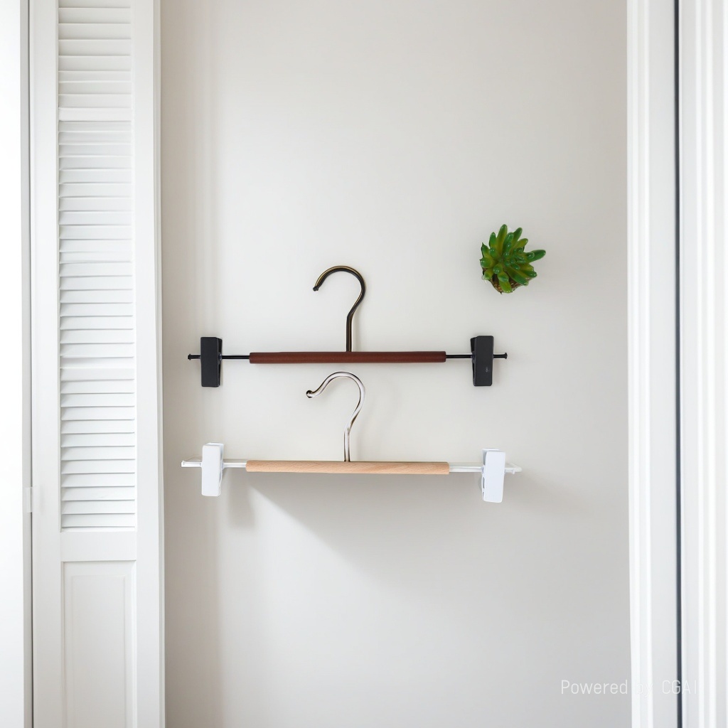 Nordic style simple color contrast beech wood skirt and trouser holder, home solid wood wooden trouser hanger, wooden ironwork powder-coated trouser hanger, white
