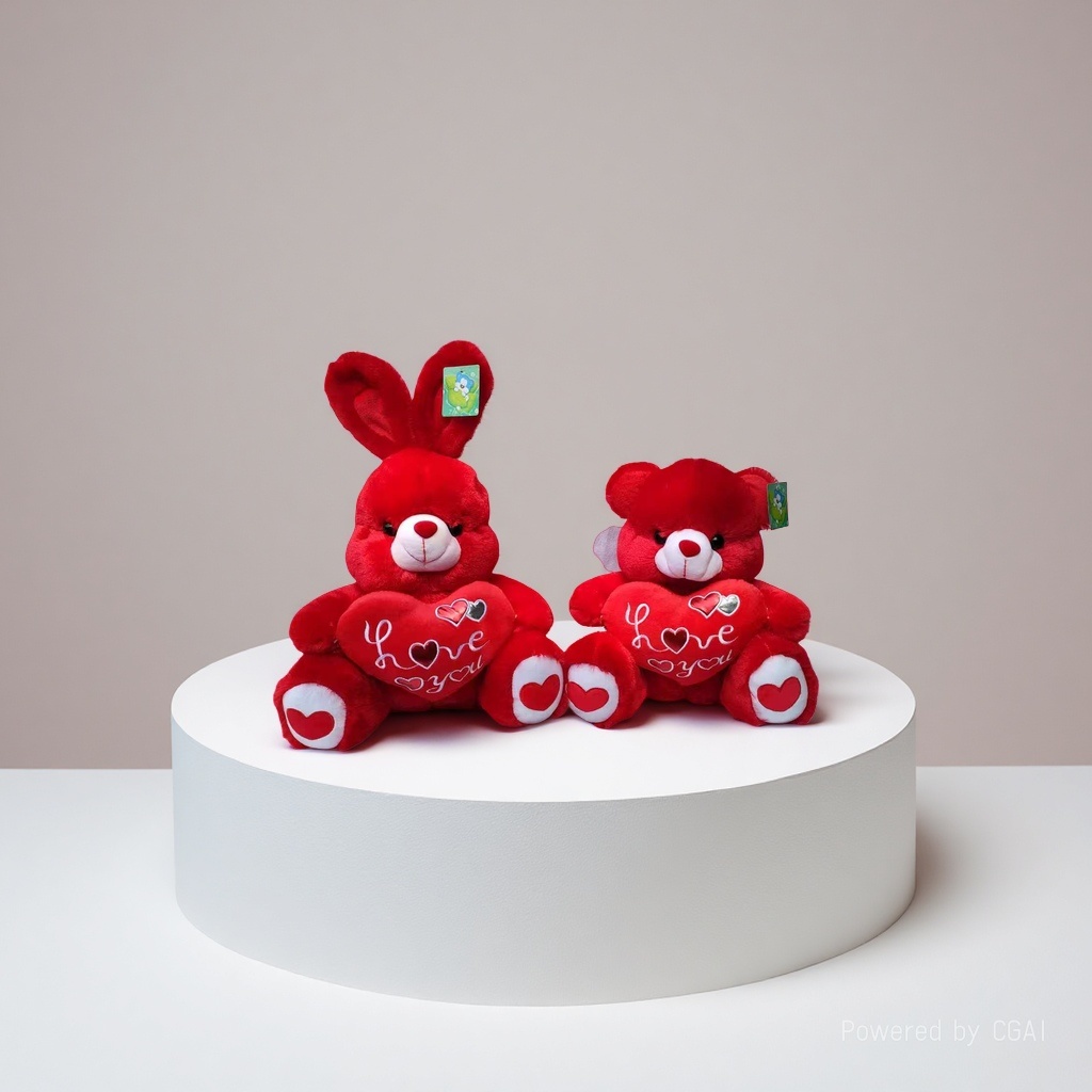 Red teddy bear plush toy, heart-shaped rabbit, heart-shaped bear, doll, plush toy