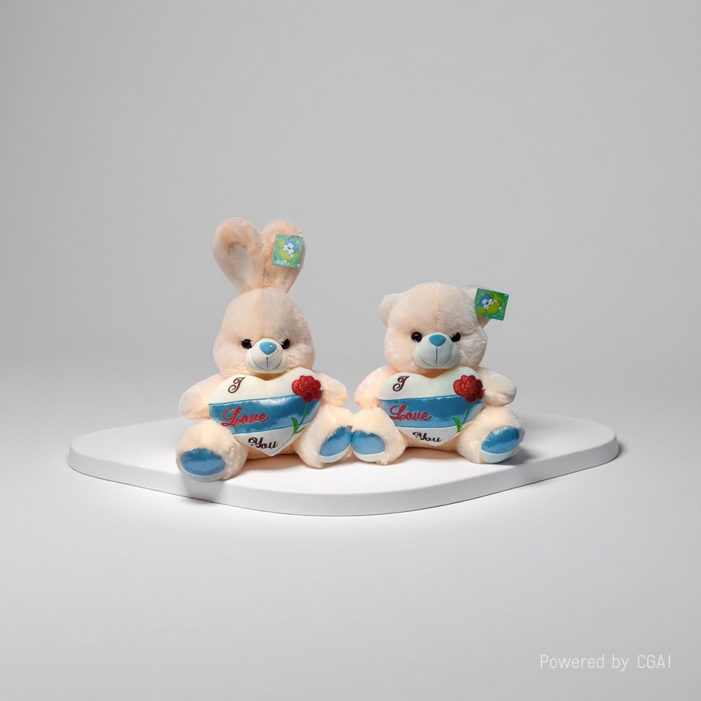 White teddy bear plush toy, heart-shaped rabbit, heart-shaped bear, doll, plush toy details Picture