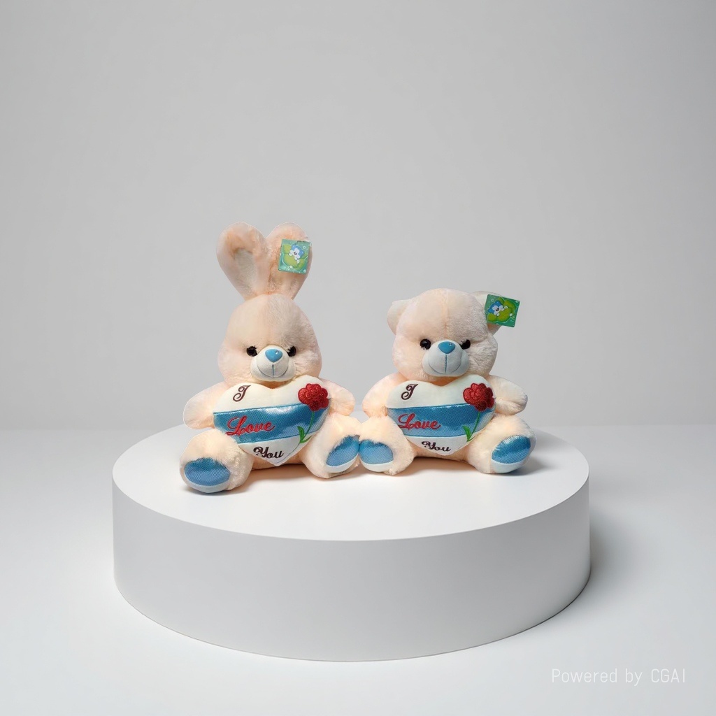 White teddy bear plush toy, heart-shaped rabbit, heart-shaped bear, doll, plush toy Application Scenario