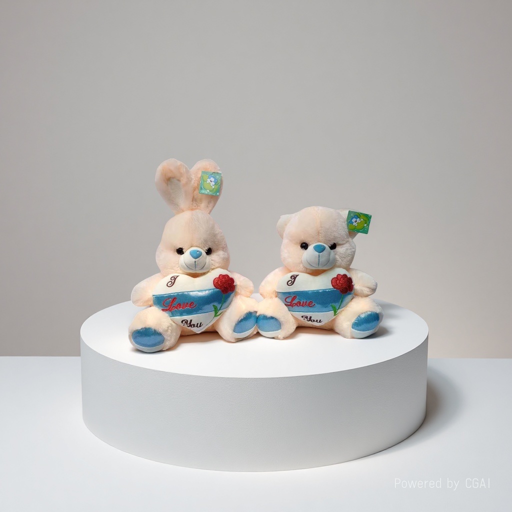 White teddy bear plush toy, heart-shaped rabbit, heart-shaped bear, doll, plush toy White teddy bear plush toy, heart-shaped rabbit, heart-shaped bear, doll, plush toy