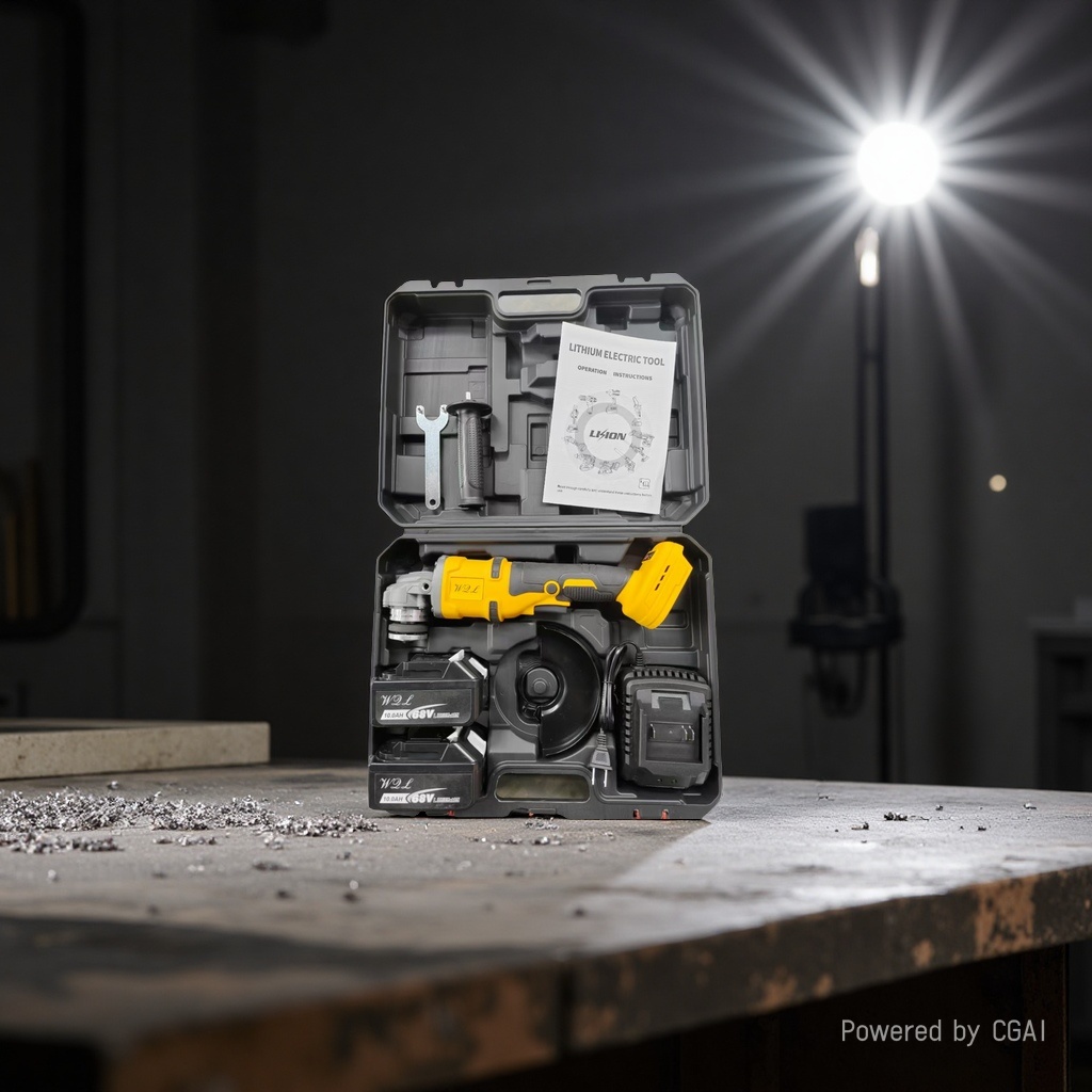GUDE power tool set: 115-foot Angle grinder, electric hammer and drill combination toolbox, portable multi-functional household lithium battery Angle grinder, wall cutting tools, handheld cutter, household cutting machine, Angle grinder Specification image