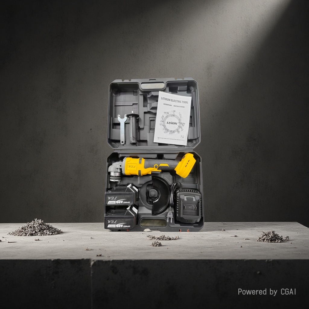 GUDE power tool set: 115-foot Angle grinder, electric hammer and drill combination toolbox, portable multi-functional household lithium battery Angle grinder, wall cutting tools, handheld cutter, household cutting machine, Angle grinder details Picture
