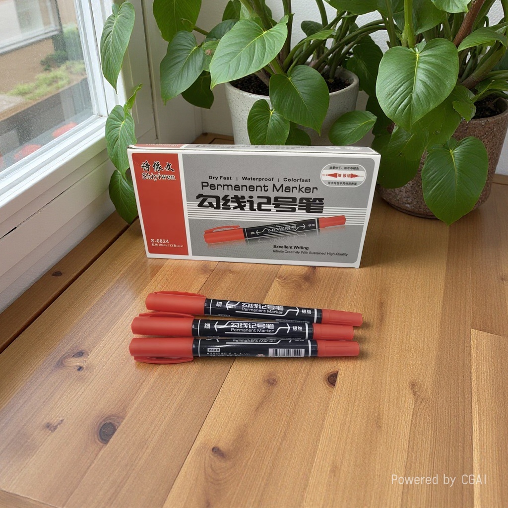 Black line marker pen, oil-based double-headed marker pen, large-headed note-taking pen, individual packaging Specification image