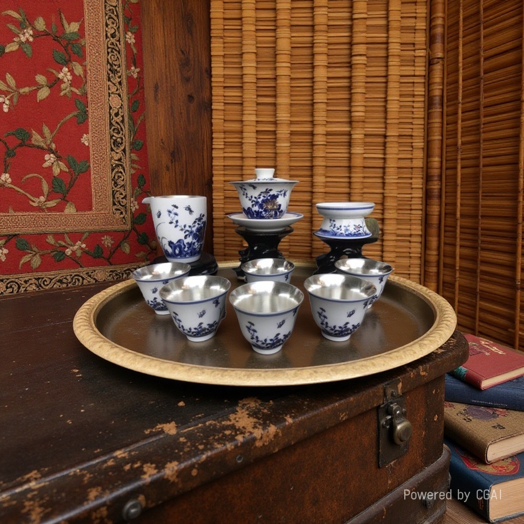 鎏银茶具套装款式高档陶瓷茶具四区套装 茶壶茶具组合礼盒典雅茶具用品