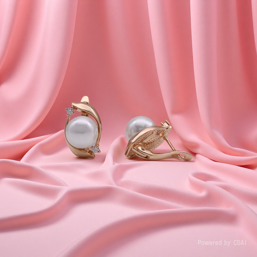 PATAYA Amazon independent store cross-border direct supply geometric pearl earrings, 585 rose gold earrings and accessories wholesale Russian purple gold jewelry Specification image