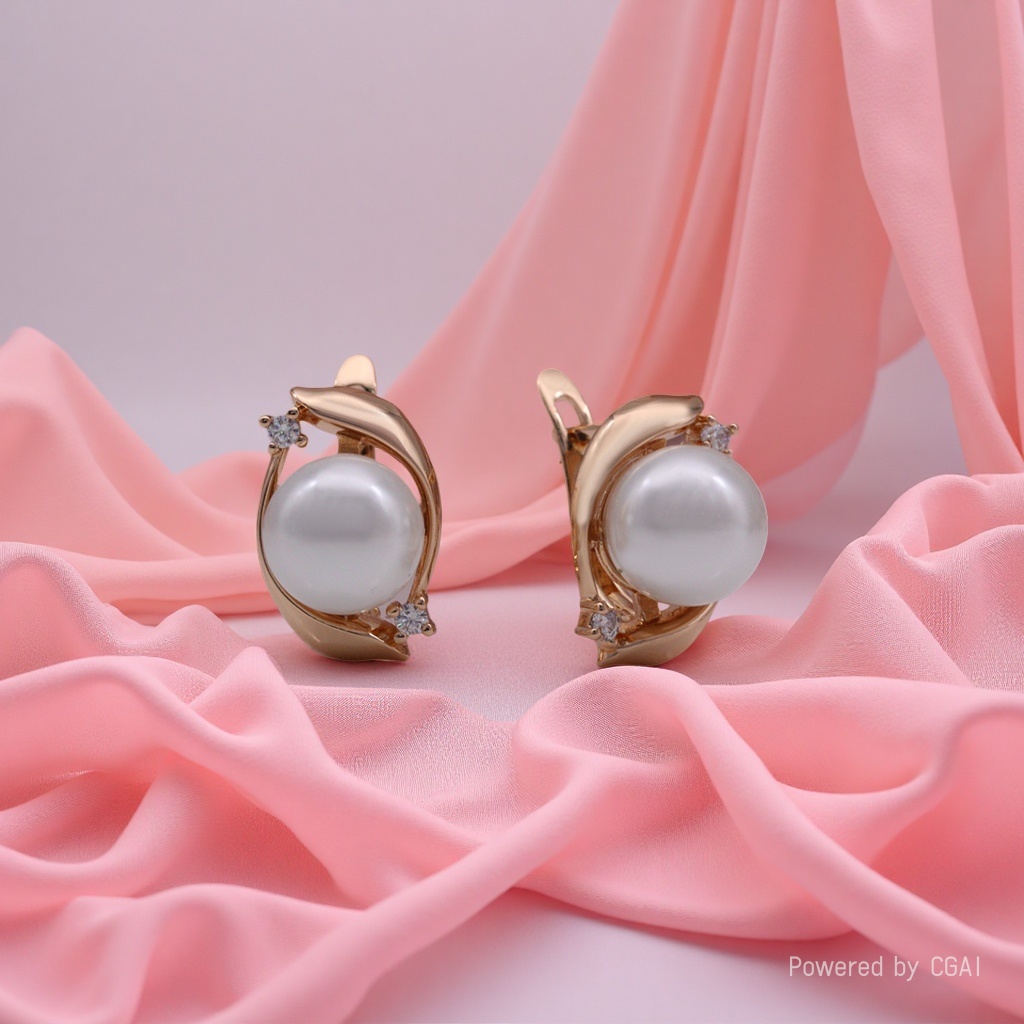 PATAYA Amazon independent store cross-border direct supply geometric pearl earrings, 585 rose gold earrings and accessories wholesale Russian purple gold jewelry details Picture