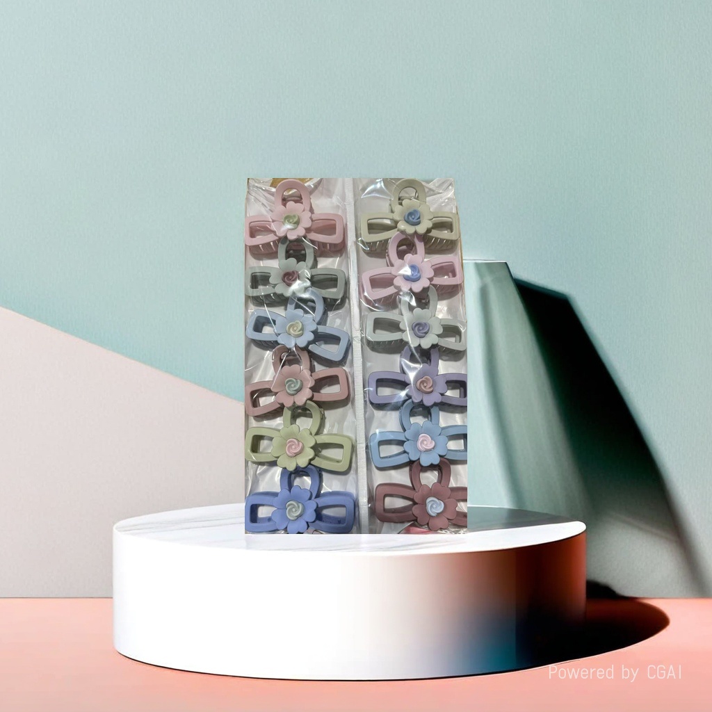 Colorful flower hair clips, pet hair clips, children's spliced Korean version cross-border hair clips 12-piece set