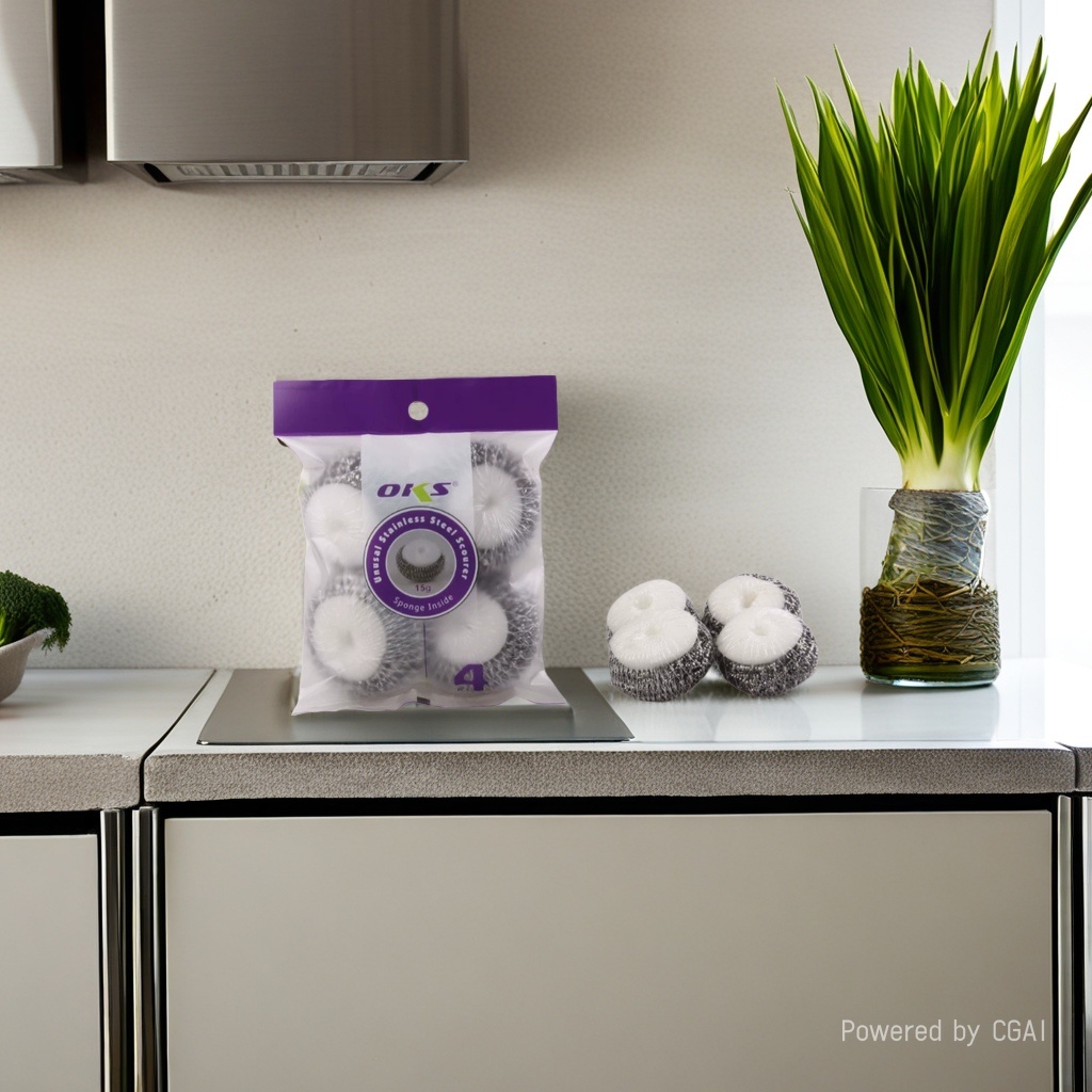 OKS bolas de alambre de acero esponja de limpieza paño de limpieza bloque cepillo esponja de olla paño de limpieza de cocina artefactos en stock al por mayor Specification image