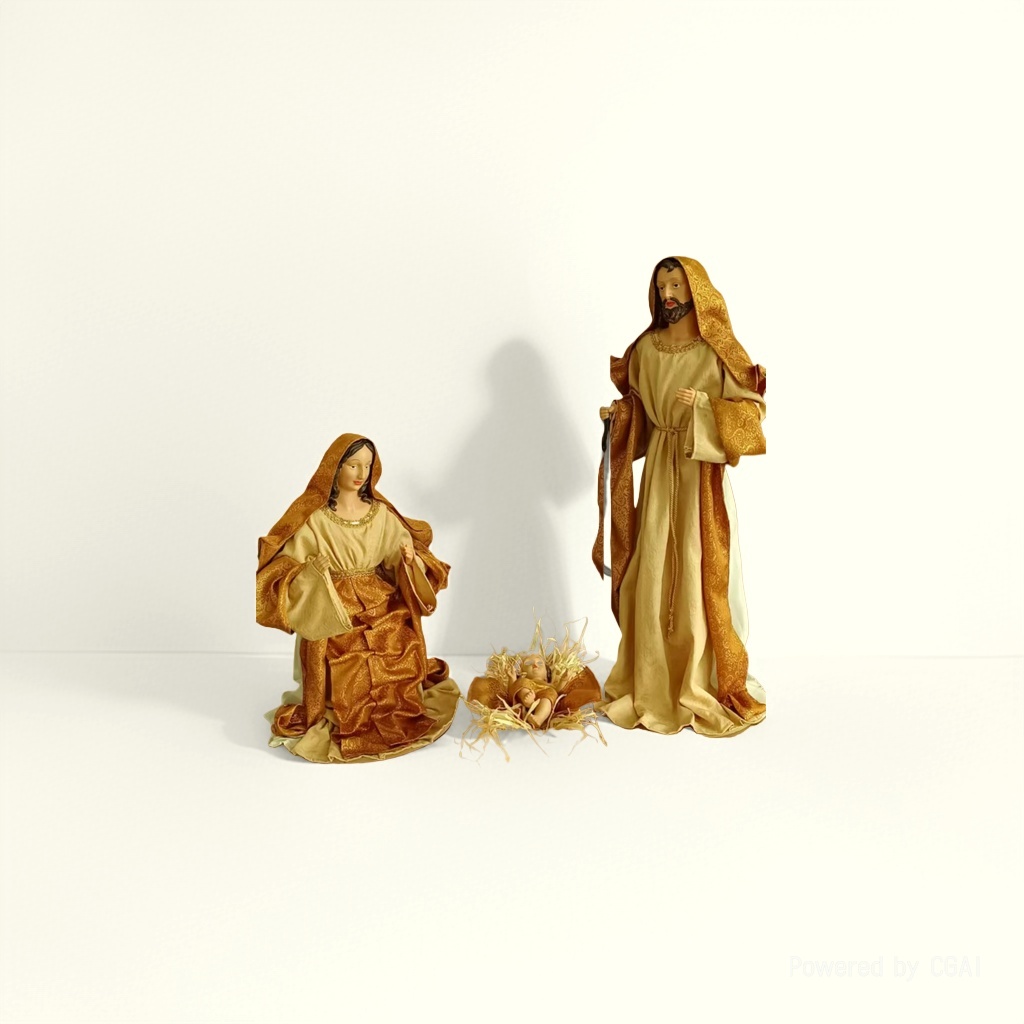 Medicine Buddha, Virgin Mary, Joseph Baby Jesus statue resin amulet, religious scene Specification image