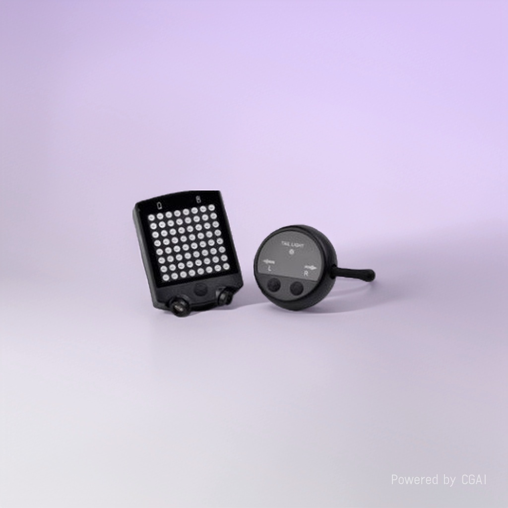 黑色方形LED灯板电子设备配圆形控制器产品图