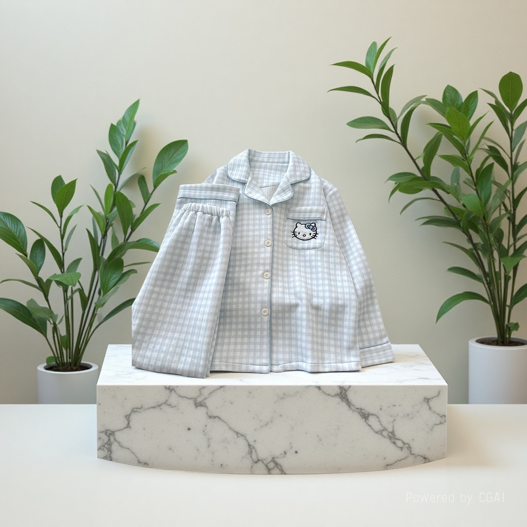 童装/儿童莫代尔棉家居服白底实物图