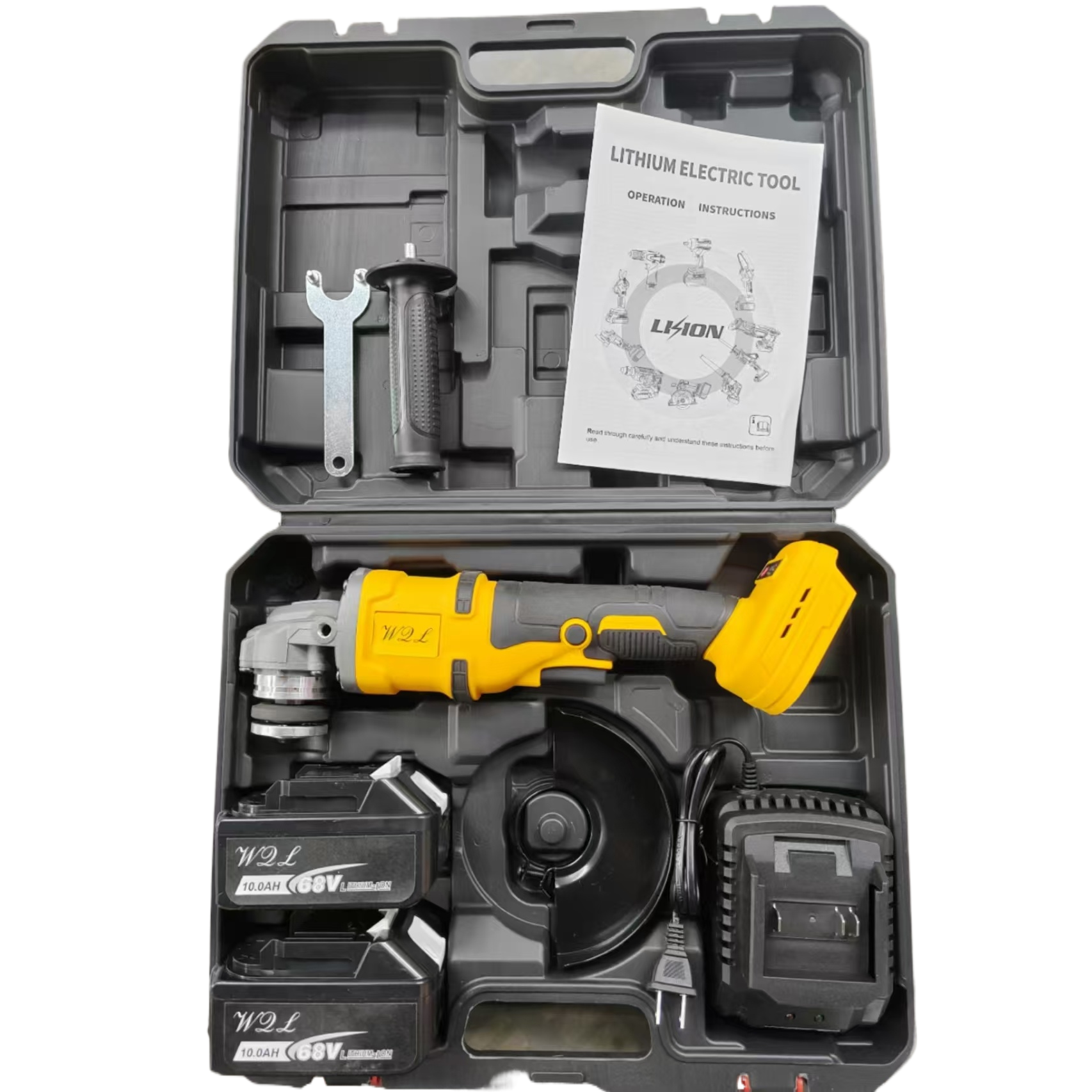 GUDE power tool set: 115-foot Angle grinder, electric hammer and drill combination toolbox, portable multi-functional household lithium battery Angle grinder, wall cutting tools, handheld cutter, household cutting machine, Angle grinder Item Picture