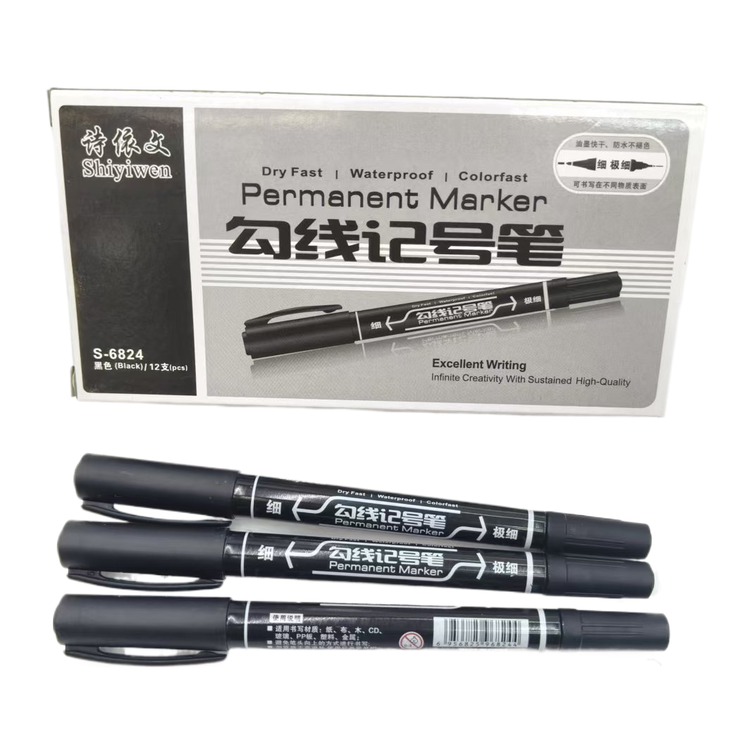Black line marker pen, oil-based double-headed marker pen, large-headed note-taking pen, individual packaging Application Scenario