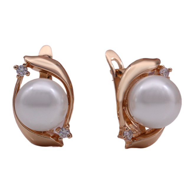 PATAYA Amazon independent store cross-border direct supply geometric pearl earrings, 585 rose gold earrings and accessories wholesale Russian purple gold jewelry Item Picture