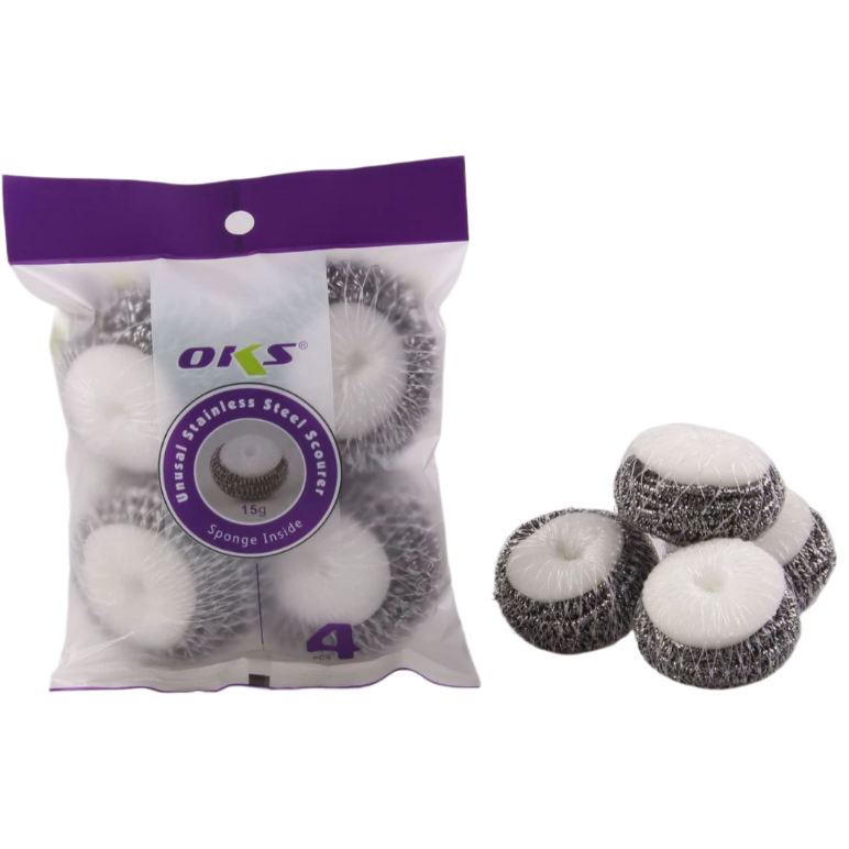 OKS bolas de alambre de acero esponja de limpieza paño de limpieza bloque cepillo esponja de olla paño de limpieza de cocina artefactos en stock al por mayor Item Picture