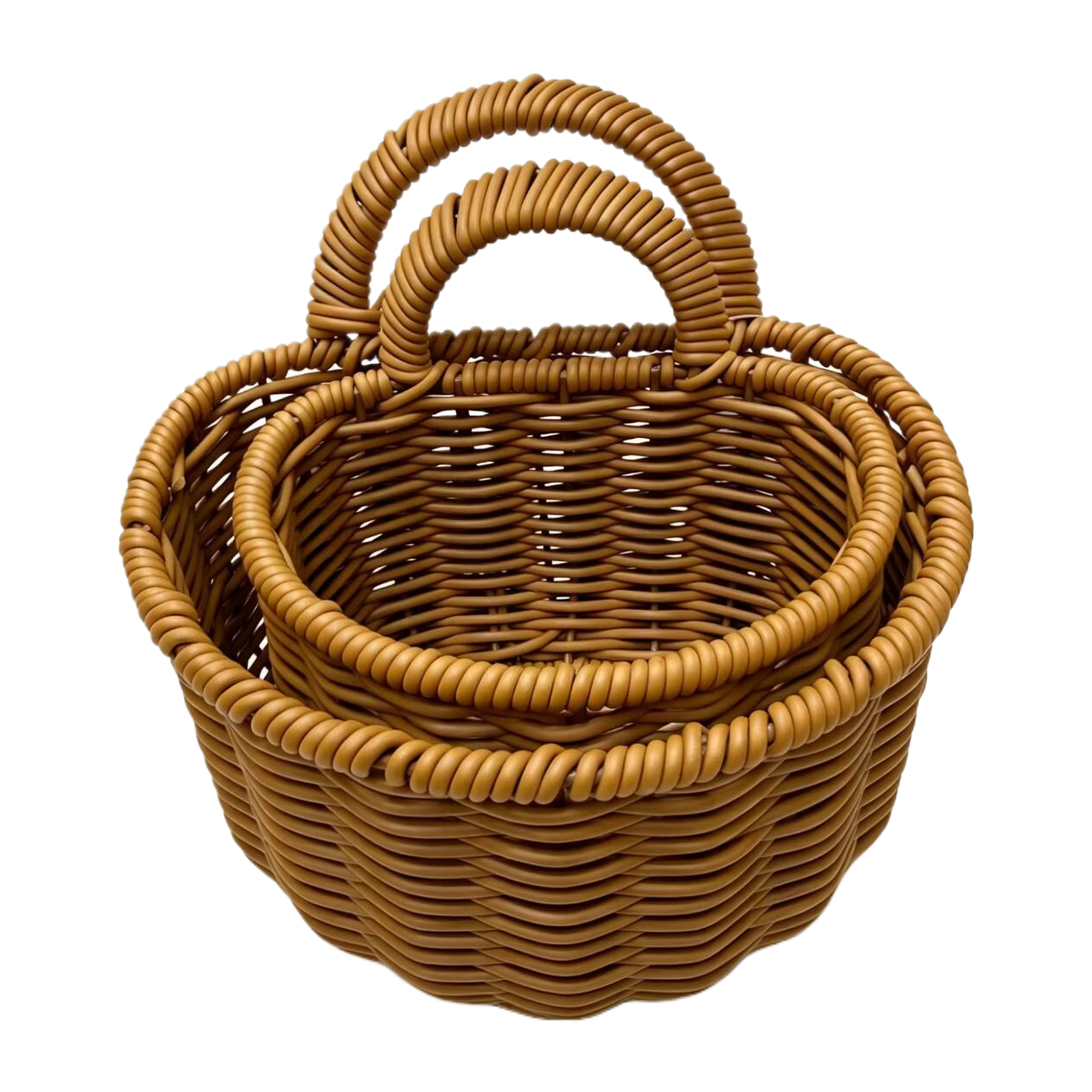 Imitation rattan woven semi-circular wall hanging basket, wall flower stand basket Item Picture