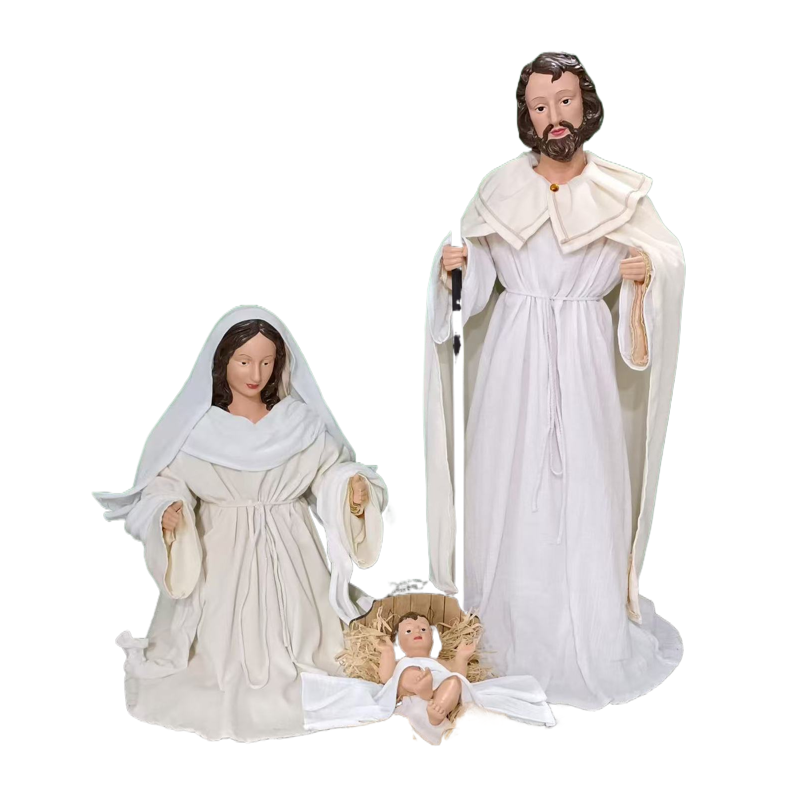 Medicine Buddha, Virgin Mary, Joseph Baby Jesus, resin Buddha statue set, religious statue and deity Item Picture