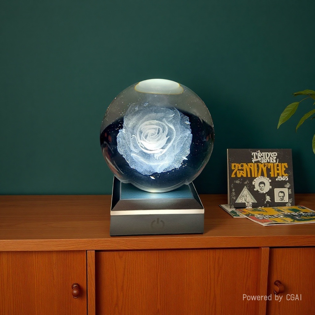 Rose glass crystal ball music box Specification image