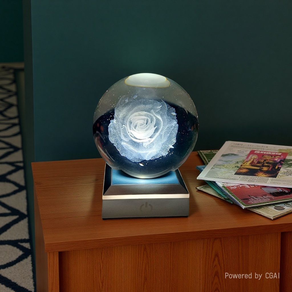 Rose glass crystal ball music box details Picture