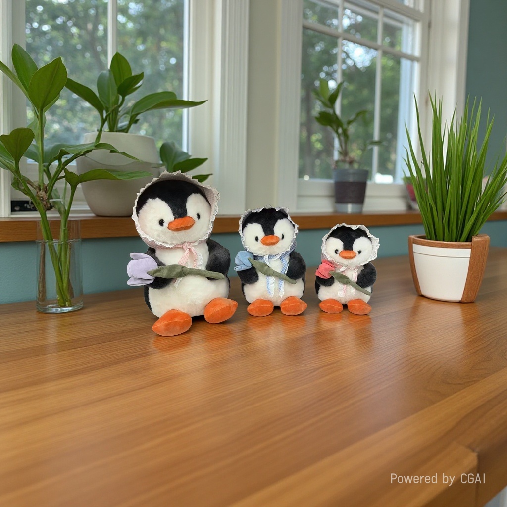The cute and soft plush toy of the flower penguin plush doll details Picture