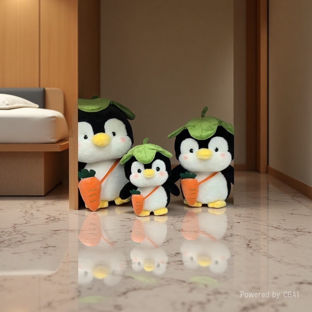 Cute lotus leaf penguin trendy doll plush toy, cute and soft gift Specification image
