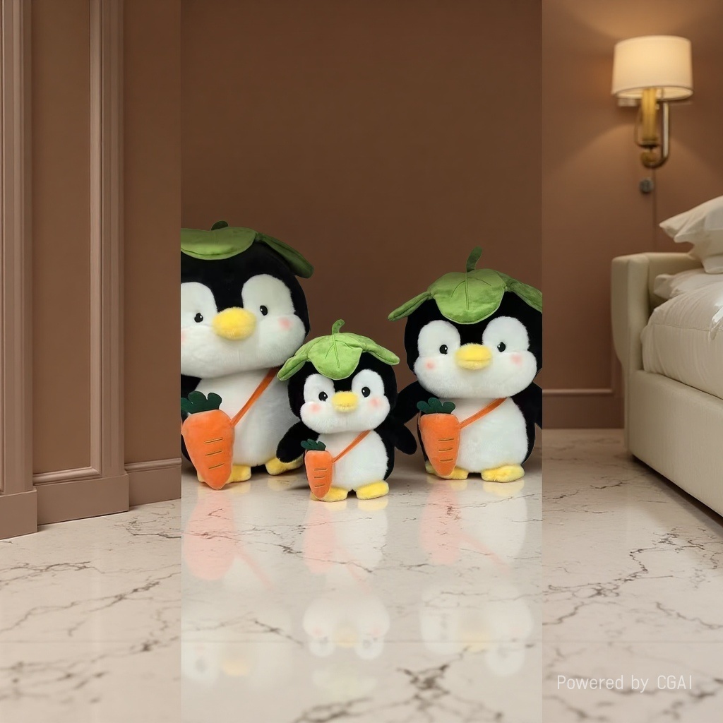Cute lotus leaf penguin trendy doll plush toy, cute and soft gift Application Scenario