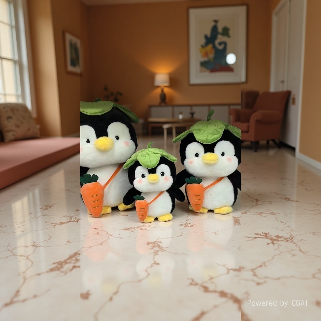 Cute lotus leaf penguin trendy doll plush toy, cute and soft gift details Picture