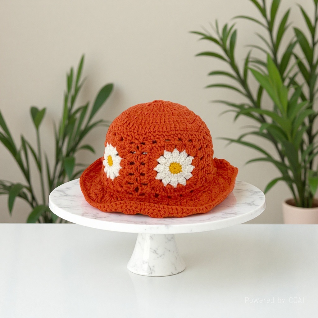 Cross-border best-selling Daisy handmade crochet woolen hat, Japanese-style artistic face-enhancing small basin hat, versatile fisherman hat Application Scenario