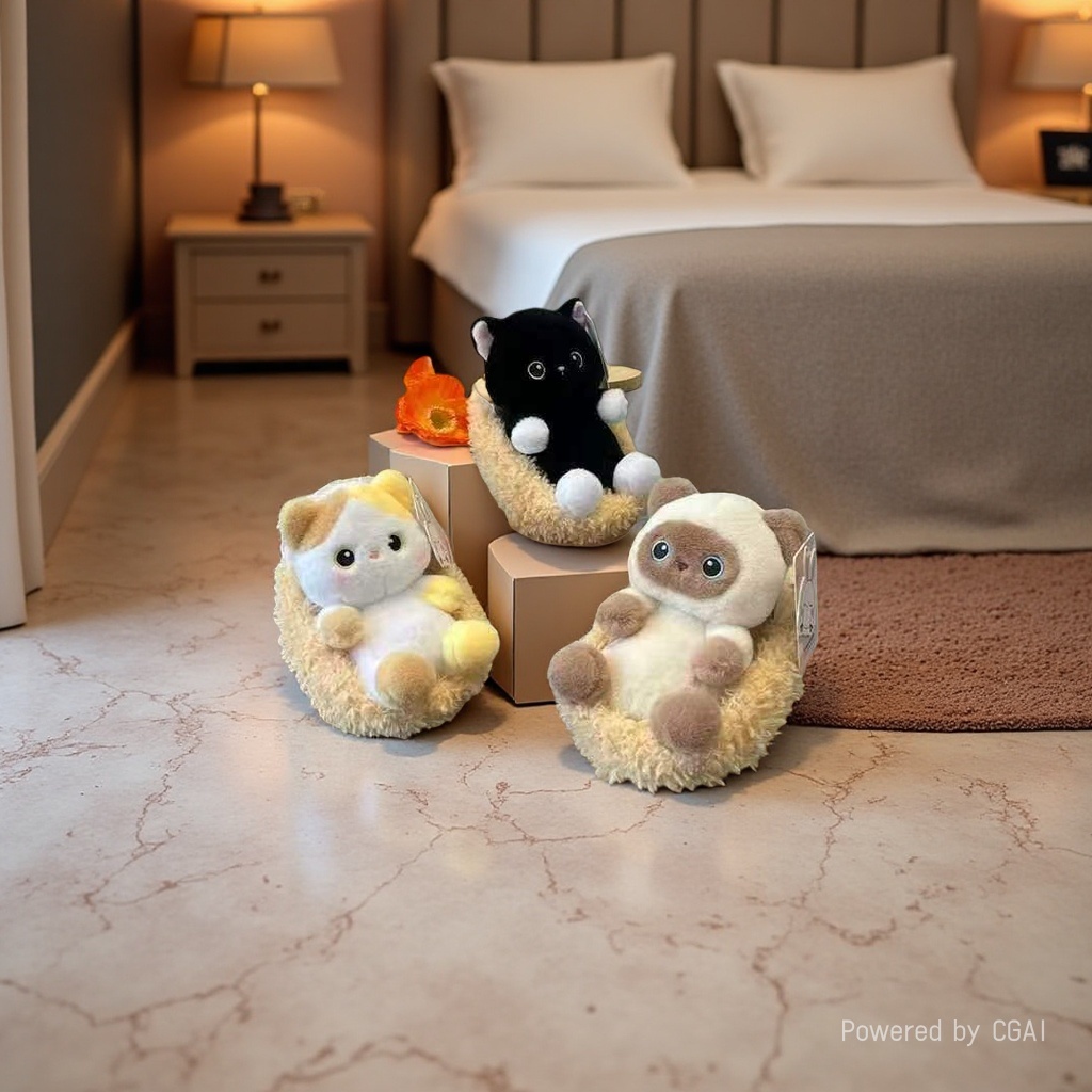 Plush pod, cat plush doll, doll, plush toy, cute toy details Picture