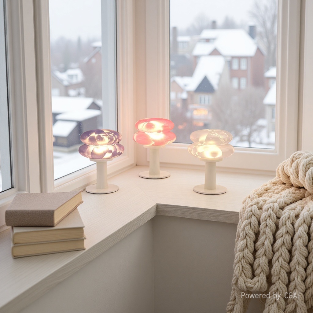 Three uniquely shaped decorative table lamps, a starry sky lamp, a sunset lamp and a night lamp details Picture