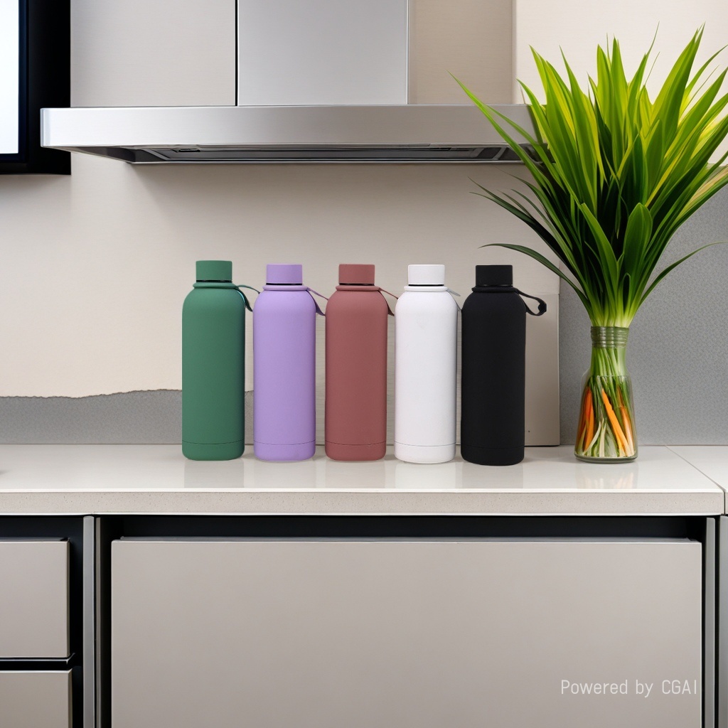 Simple solid-color stainless steel insulated cup, large-capacity student small-mouthed sports water bottle, outdoor handle portable mountaineering kettle, 350ml Application Scenario