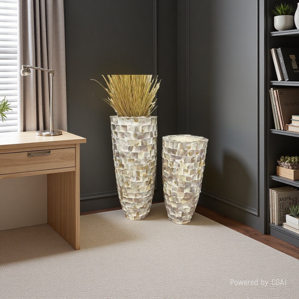 2026 New style magnesium oxide flower POTS, hotel and home decoration ornaments, ecological bottles, vases, simple and artistic ornaments details Picture