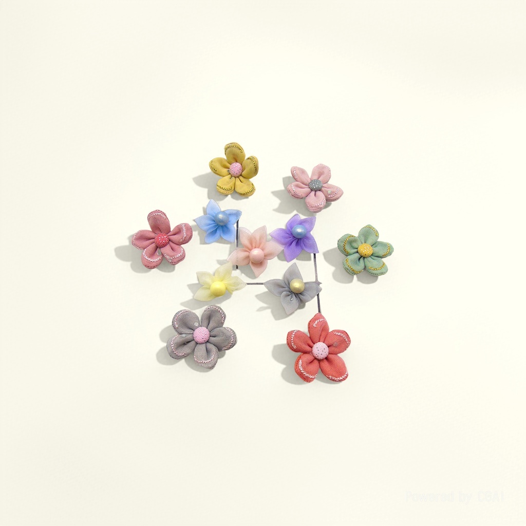 Korean fabric mesh flower DIY jewelry accessories, hair ornaments, headwear, shoes, bags, decorative accessories supply wholesale Application Scenario