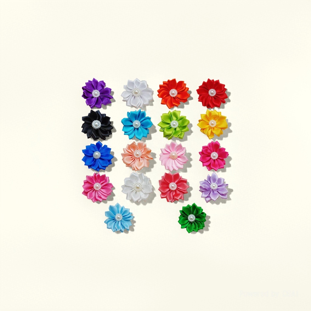 diy accessories: Colorful ribbon fabric, satin ribbon, pearl flower, hair accessories, bags, shoes, clothing, hats, and accessories with flowers Specification image