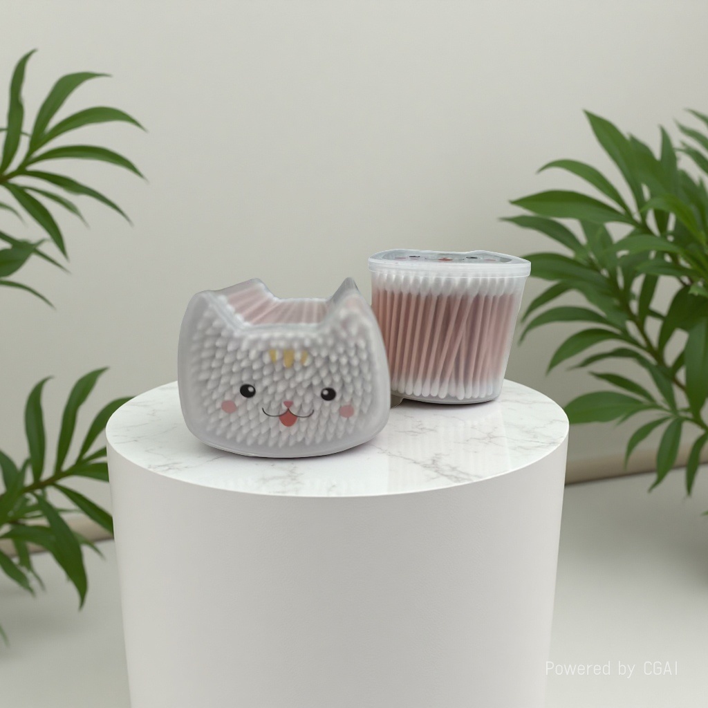 Cute cat-shaped cotton swab box + cotton swabs, iodophor cosmetic cotton swabs, alcohol disinfectant cotton pads, toilet paper rolls Application Scenario