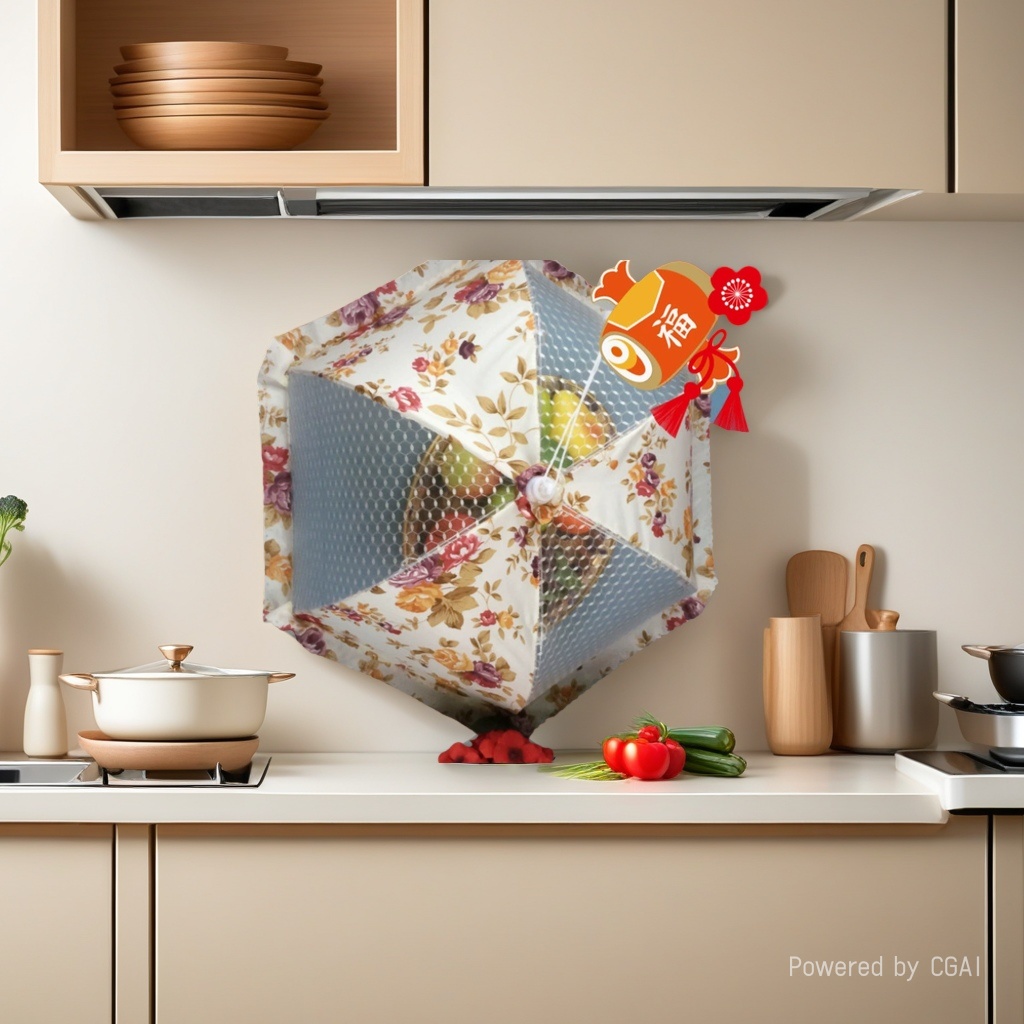 蕾丝折叠圆形长方形饭菜罩印花餐桌防苍蝇食物罩水果罩透气盖罩