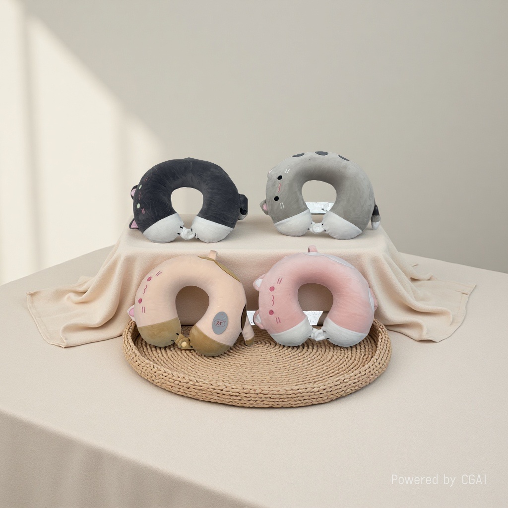 Cartoon animal-shaped U-shaped memory foam travel pillow, comfortable, breathable and neck-protecting new style details Picture