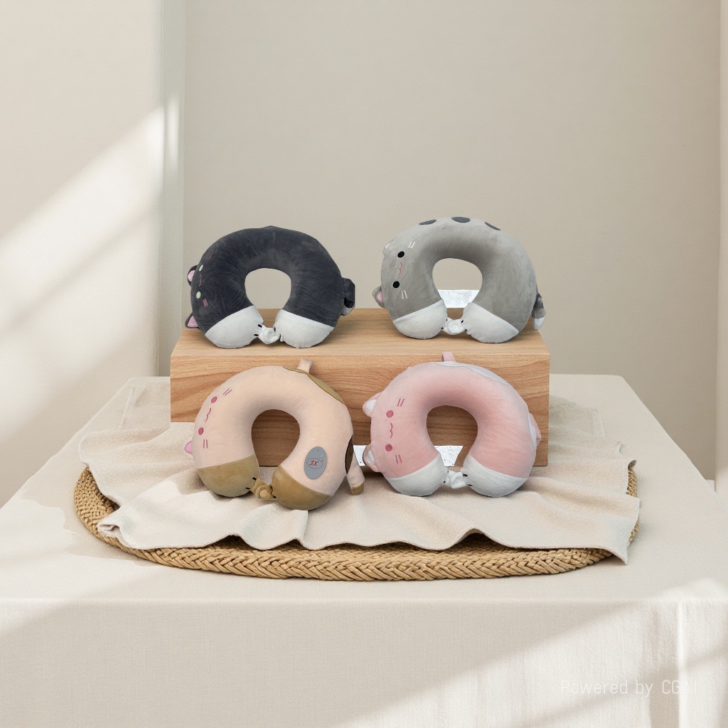 Cartoon animal-shaped U-shaped memory foam travel pillow, comfortable, breathable and neck-protecting new style